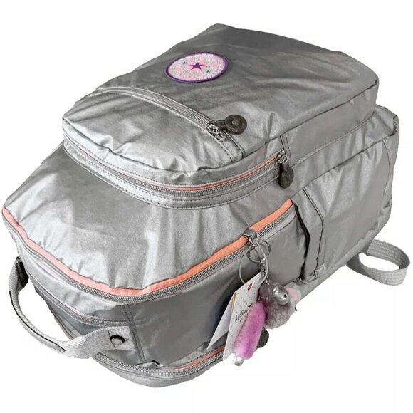 brand new Extra Large 47cm xl 17" Laptop Kipling Seoul Backpack silver - Picture 6 of 12